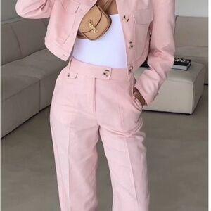 Zara Pink Straight Leg Pants & Jacket Set